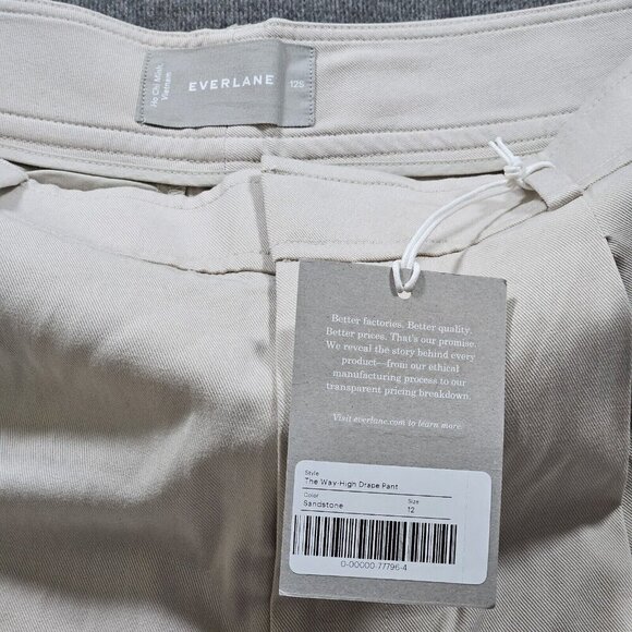 Everlane Pants Womens 12 Beige High Rise Wide Leg Pockets Neutral Office Classic - Picture 3 of 14